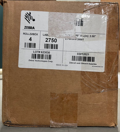 Zebra Printer Labels - 1 box 4 2750 label per rolls  040926-4
