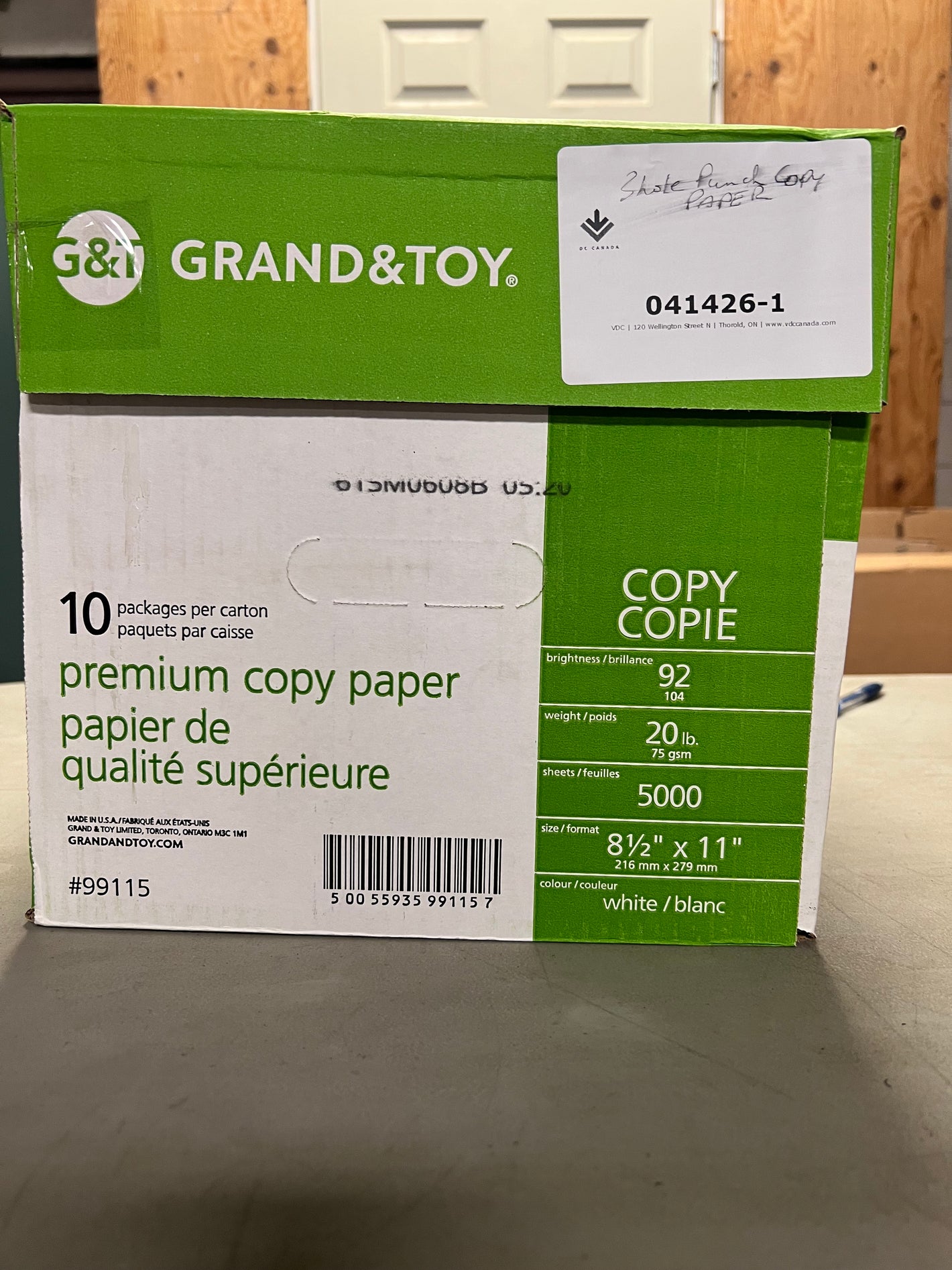 Case of 8 1/2" x 11" Letter Printer / Copy Paper - 3 Hole Punched - 10 Reams Per Case - 041426-1