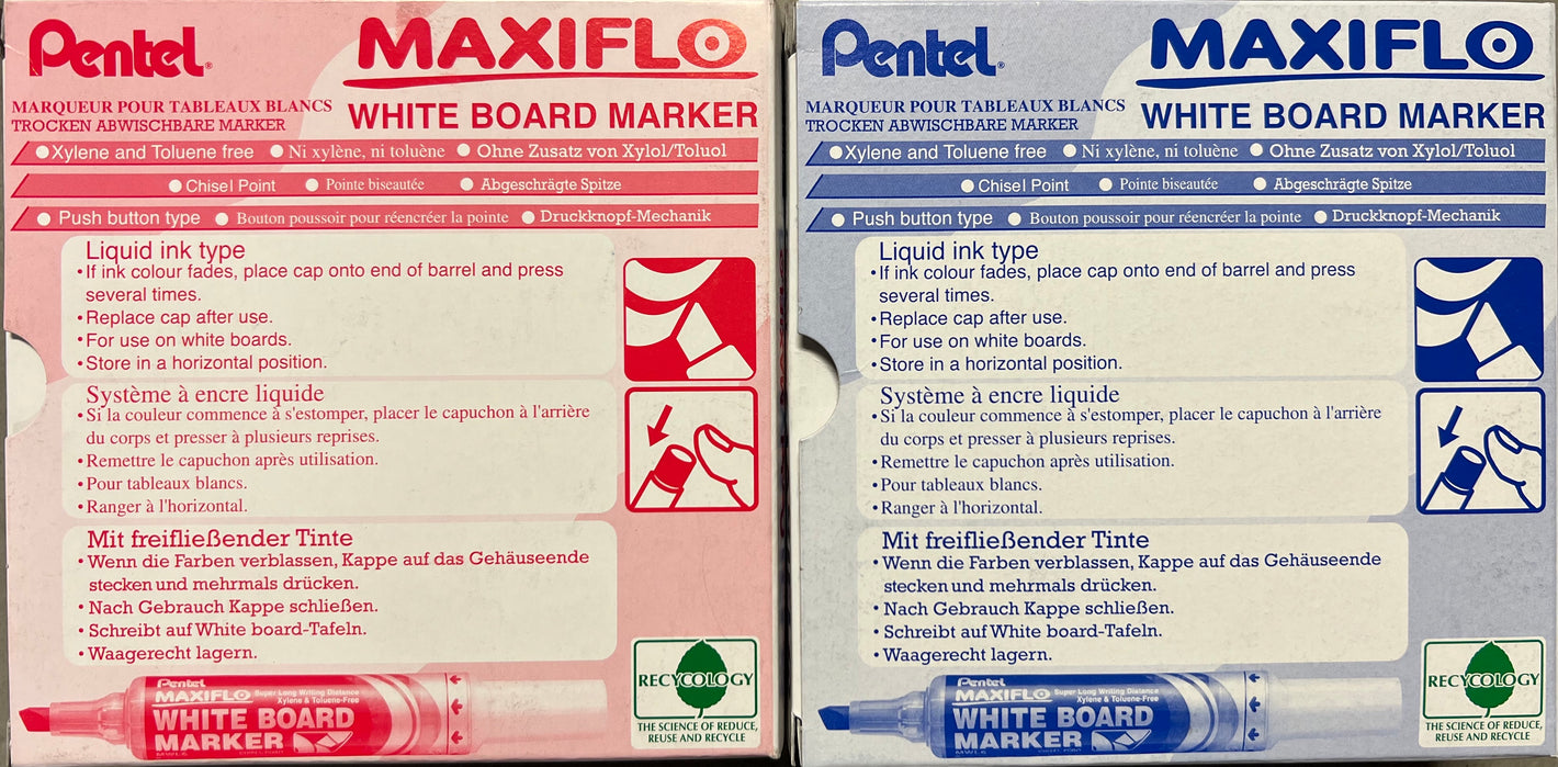 Maxiflo White Board Markers - 2 Pack Blue & Red - 12 Each Pack - 041626-5