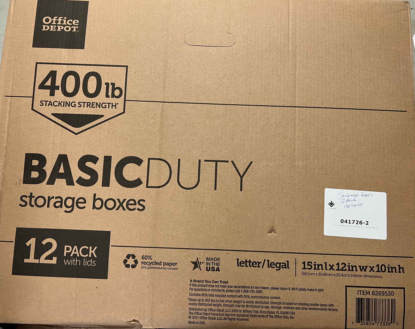 Basic Duty Storage Boxes with Lids - 15 x 12 x 10 - 12 Pack - 041726-2