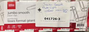 Office Depot Jumbo Smooth Paper Clips - 10 Box Pack - 041726-3